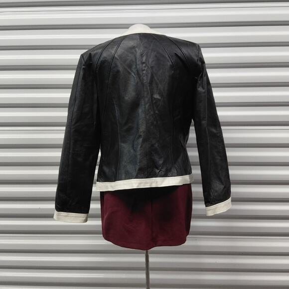 Vintage Y2K Retro Women's Leather Jacket Size 14 Black Moto Biker Chic Spiegel - Picture 3 of 11